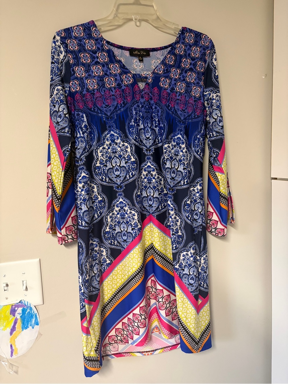 Melissa Paige Boho Paisley Mosaic Shift Dress EUC Geometric Ladies medium